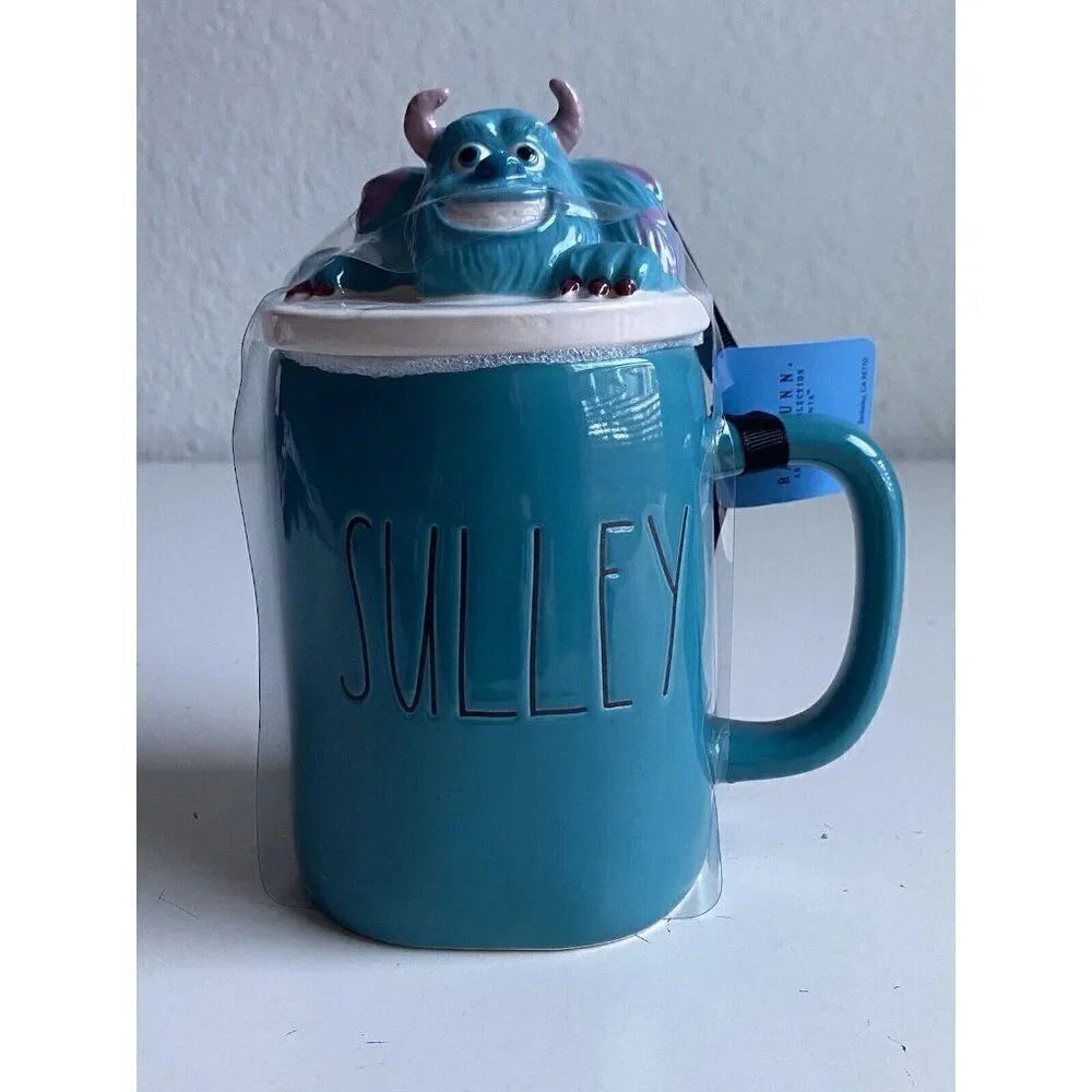 Rae Dunn X Monsters Inc “SULLEY" Blue Mug With Figural‎ Topper Pixar Disney NEW